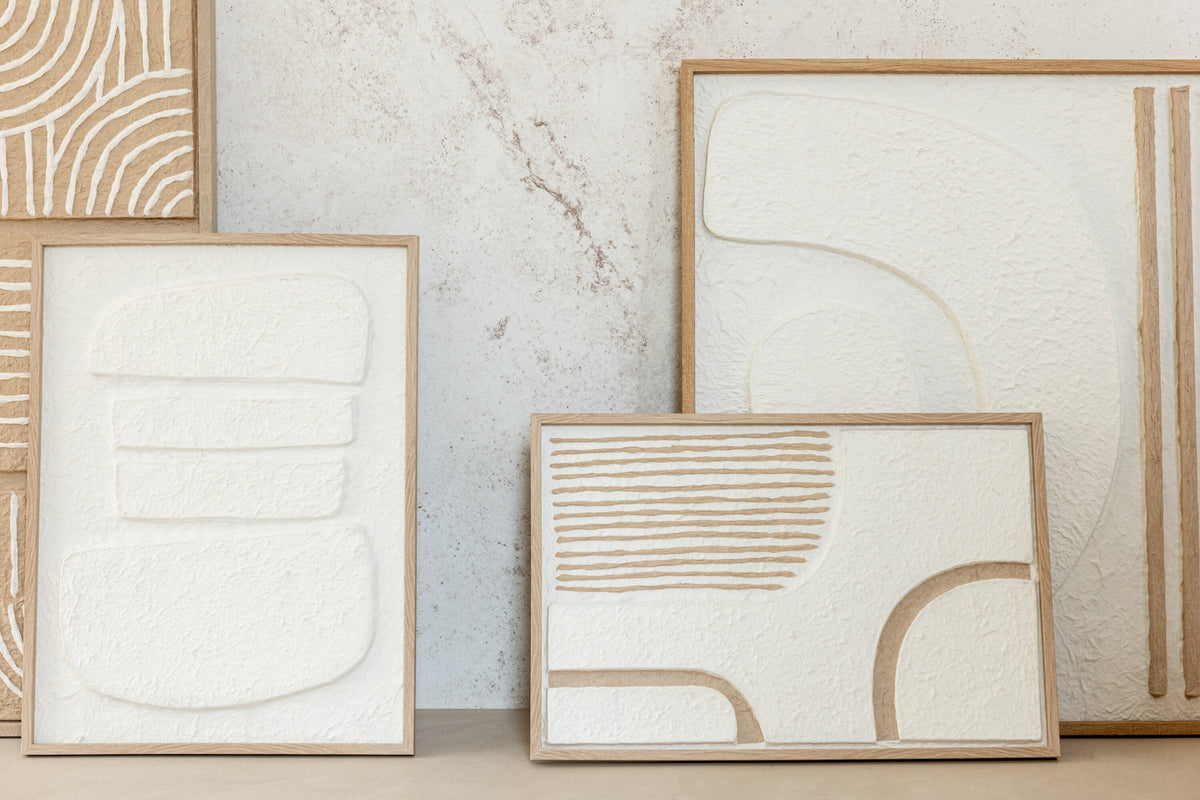 J-Line schilderij Thibault - papier - wit/beige