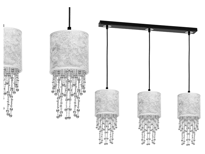 Lampa wisząca Almeria 3-punktowa tkaninowa srebrna