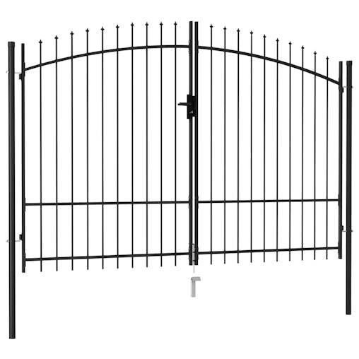 NNEVL Fence Gate Double Door with Spike Top Steel 3x1.75 m Black