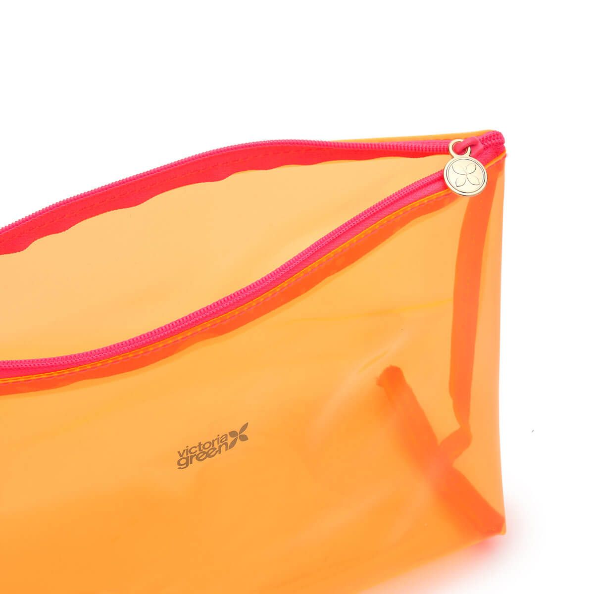 Victoria Green Mia' Large Makeup Bag in Clear Orange