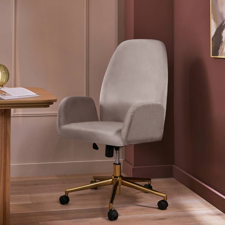 Habitat Clarice Velvet Office Chair - Beige