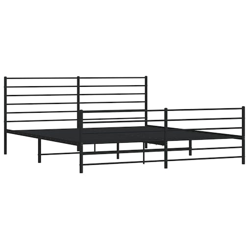 NNEVL Metal Bed Frame with Headboard and Footboard Black 183x203 cm King