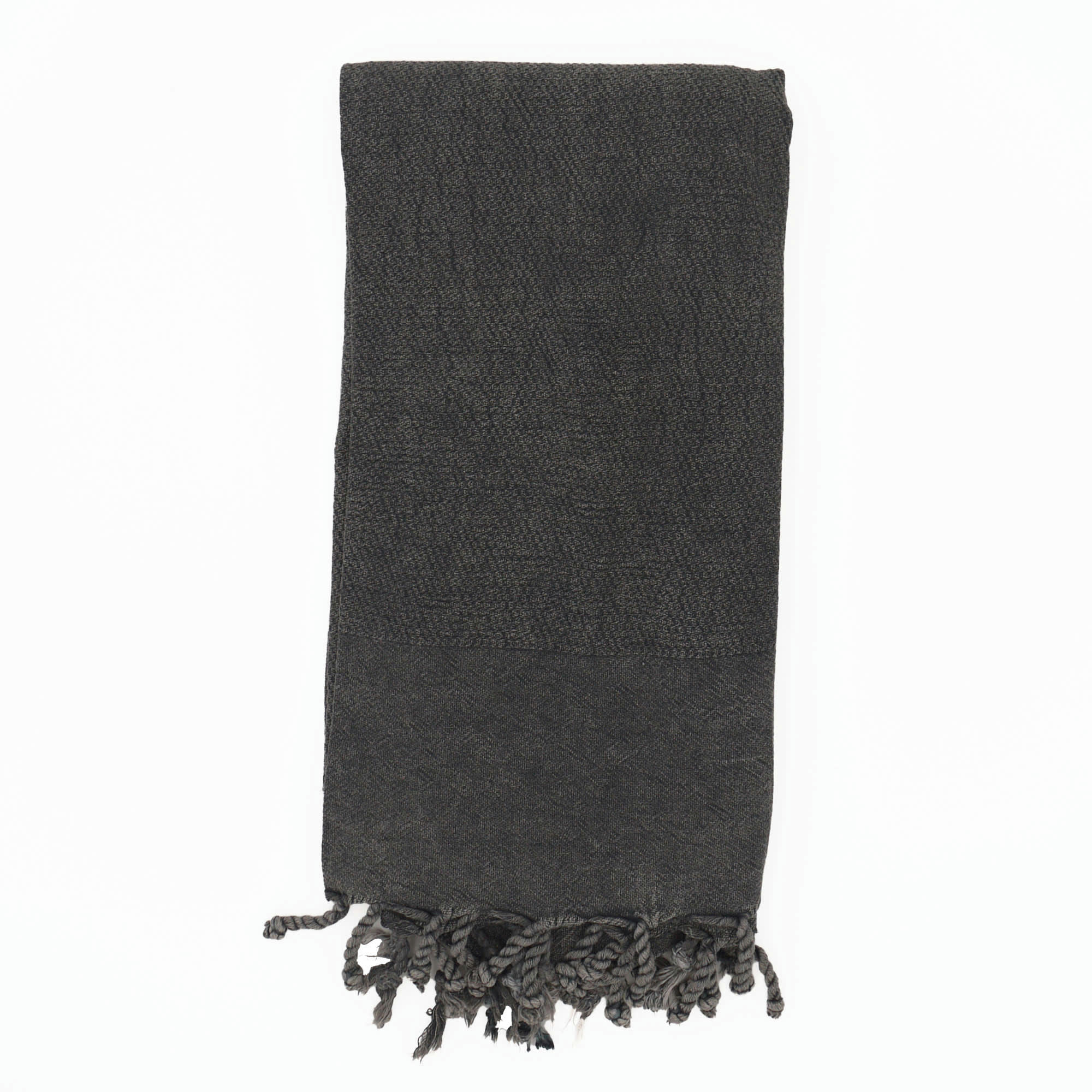 - Fouta vintage 100% coton avec franges noire 95x170cm