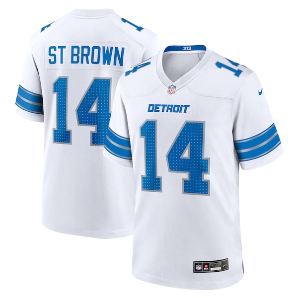 Amon-Ra St. Brown Detroit Lions Nike Game Jersey - White/Blue