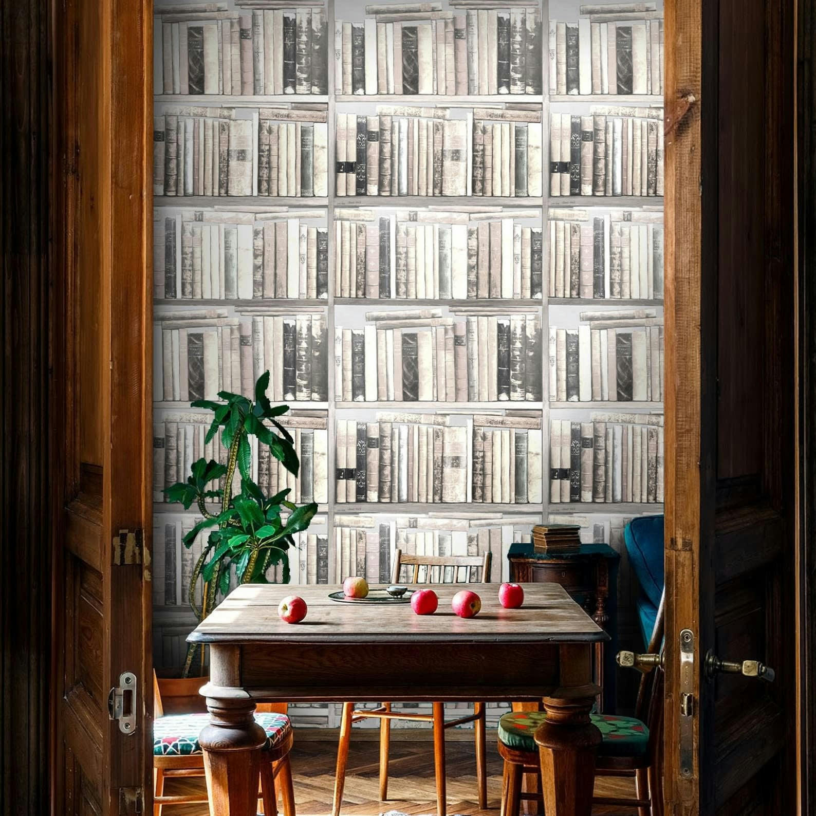 VINTAGE - Papier Peint Livres Blancs 250x200 cm