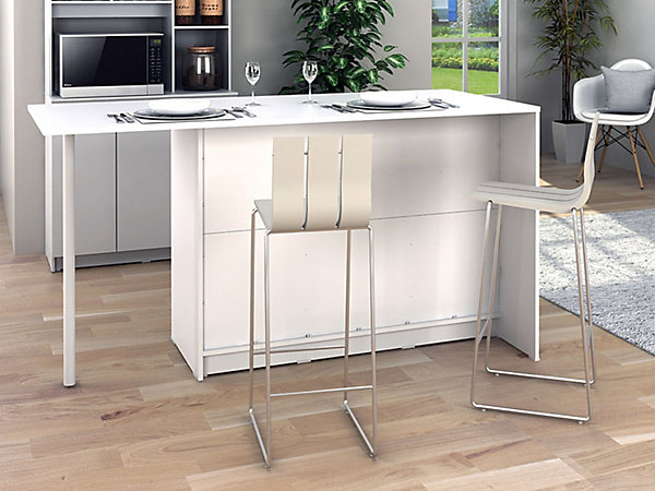Ilot central de cuisine avec 2 portes, 1 tiroir et 2 niches - Blanc - TUNORI