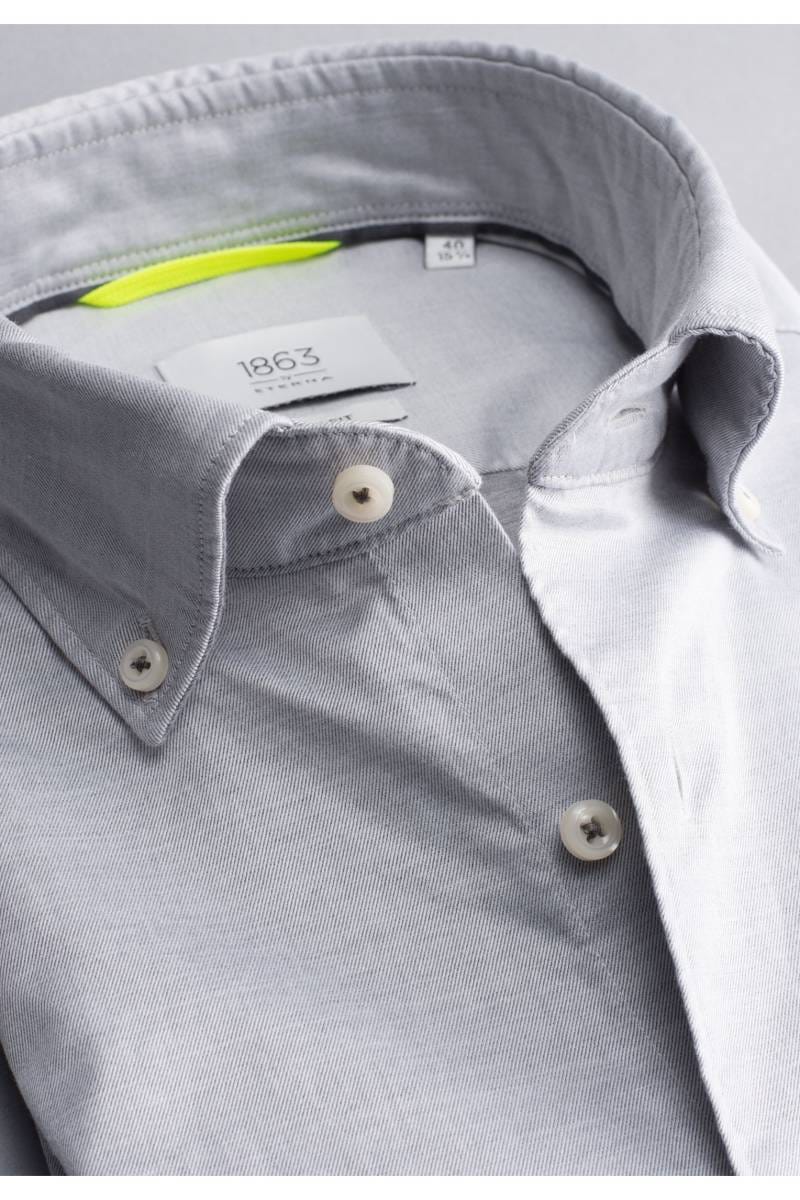 ETERNA 1863 Slim Fit Hemd stahlgrau, Einfarbig