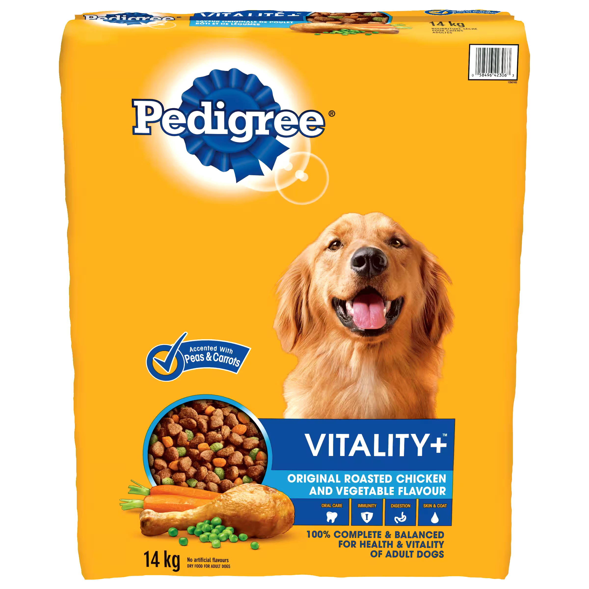 Pedigree Vitality+ Original Roasted Chicken and Vegetable Flavour Adult Dry Dog Food, 14-kg