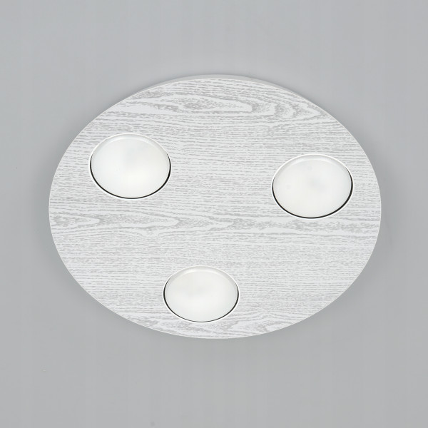 Lampa sufitowa okrągły plafon sticker 3x gx53 drewno jasno szare srebrne