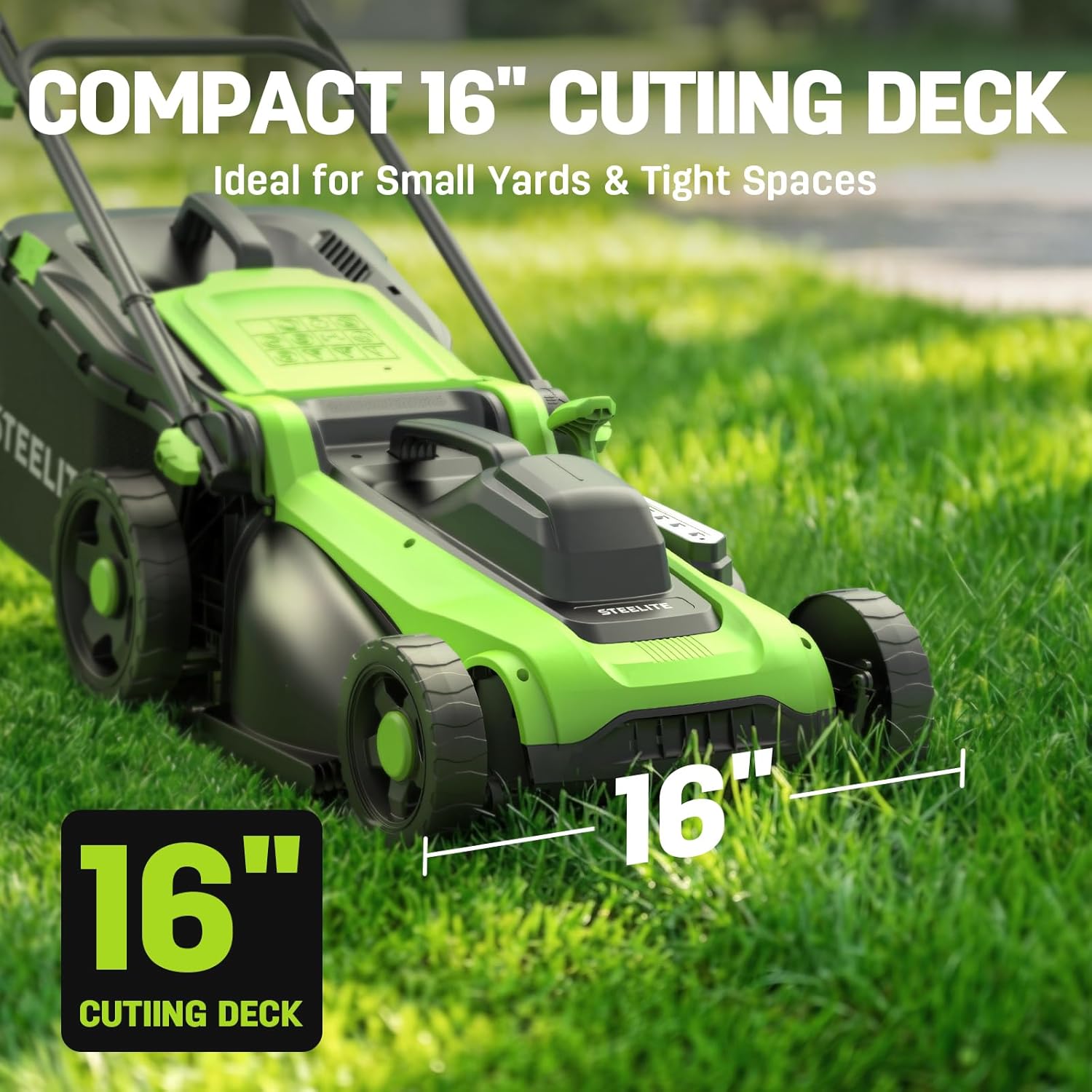 Steelite 16-Inch 1800W Corded Electric Lawn Mower, Powerful Rotary Mower for Medium Lawns, with Grass Collection Bag & Height Adjustment