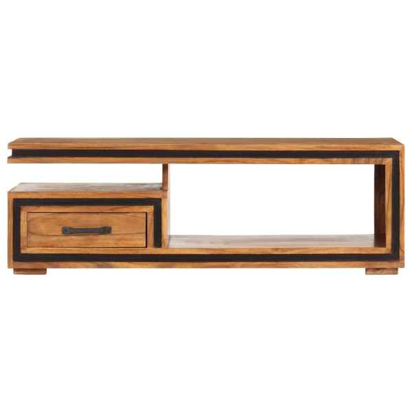 Stolik Kawowy Ława Stół Brązowy Drewniany 100x45x33 Półka Szuflady