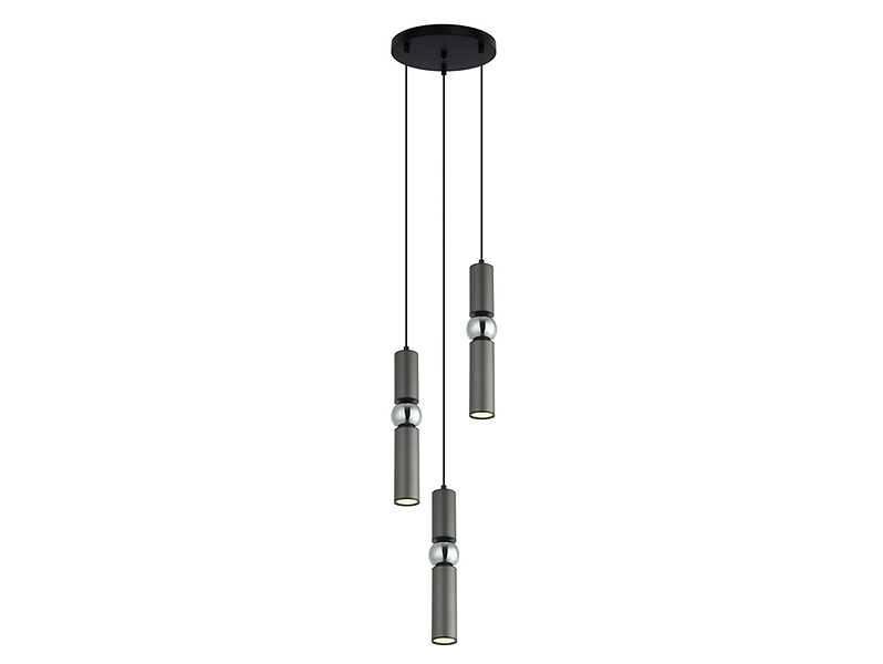 Lampa wisząca Isidora 3-punktowa stalowa szara