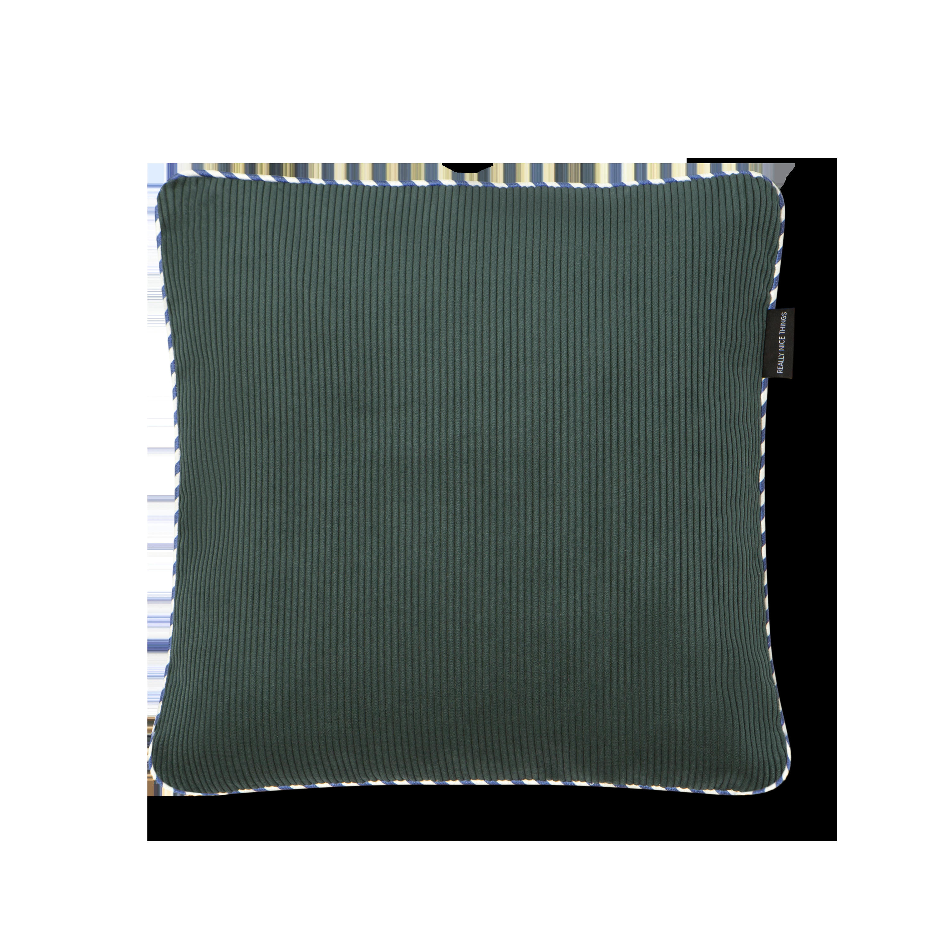 CORDUROY - Coussin réversible velours côtelé vert bleu 45x45 finition bicolore