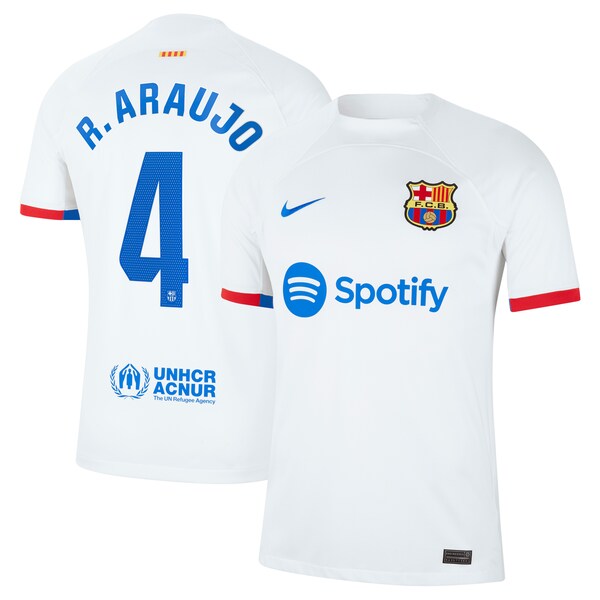 Ronald Araujo Barcelona Nike 2023/24 Away Replica Jersey - White/Aqua/Royal