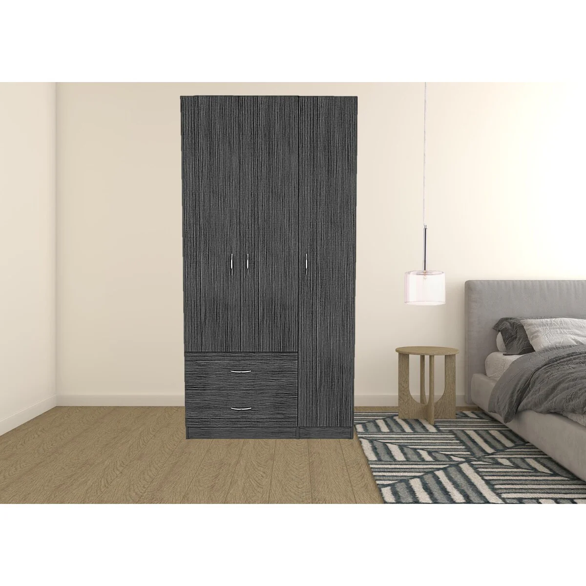 HomeRoots 71 Gray Grainy Oak Manufactured Wood Two Drawer Combo Dresser