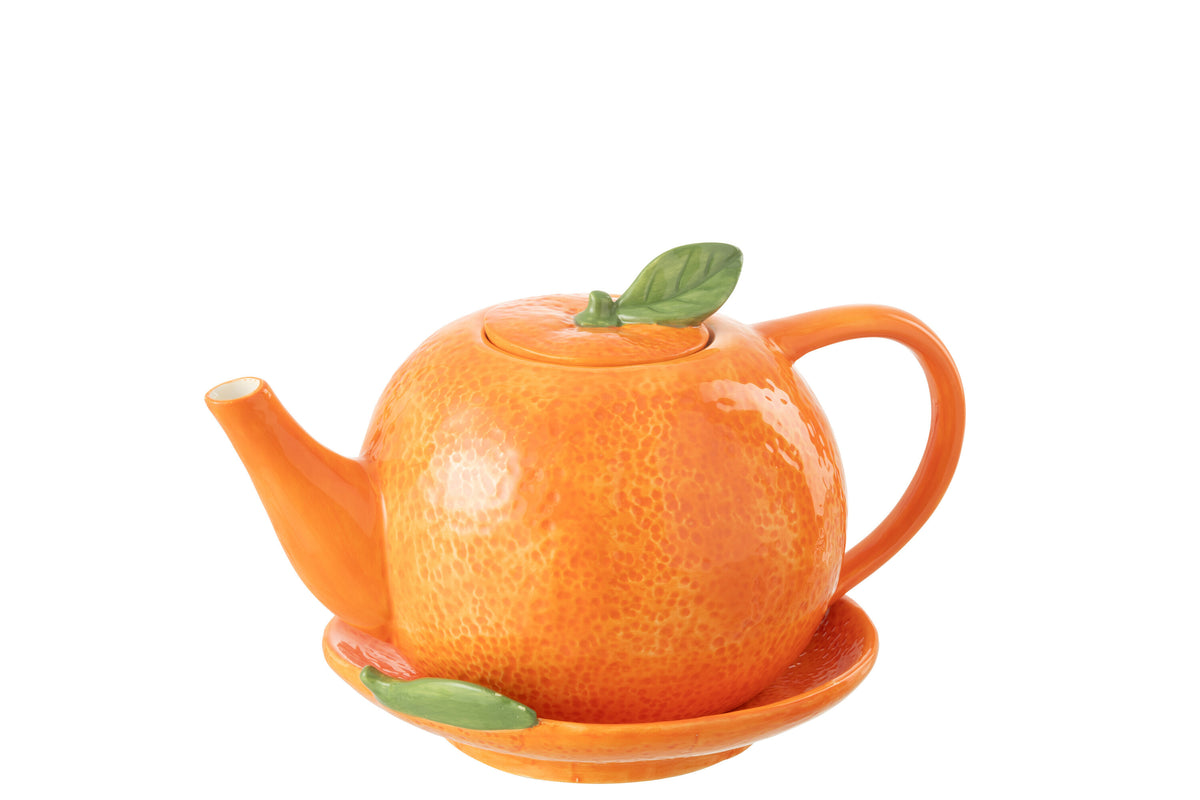 J-Line theepot Sinaasappel - keramiek - oranje