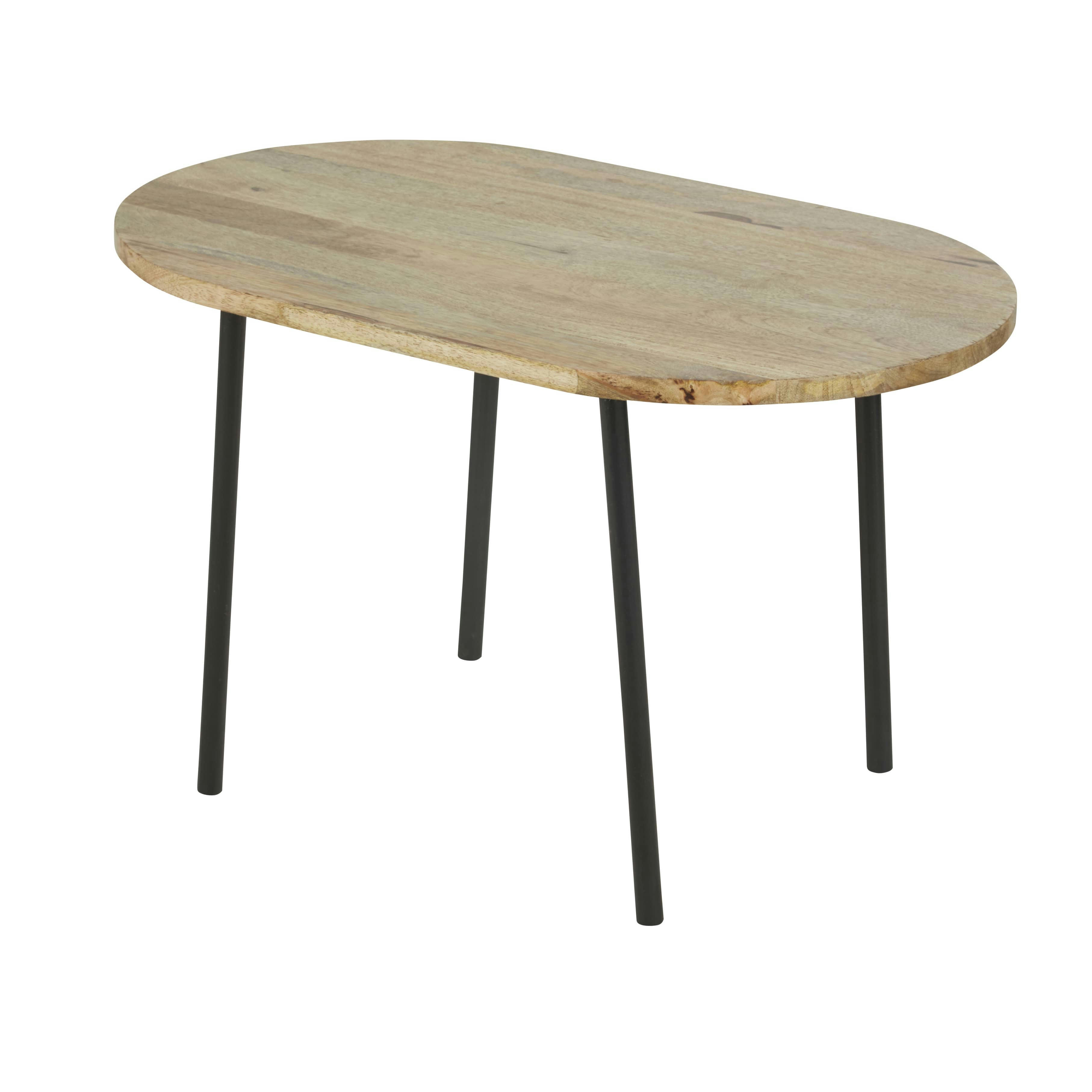 - Bout de canapé en bois de manguier et métal noir