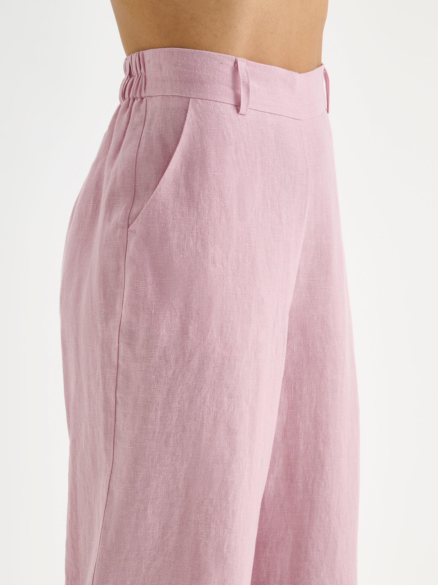 SAARI culottes-pellavahousut - roosa