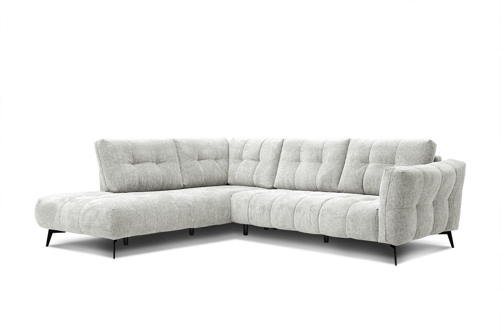 KALMER - Canapé d'angle gauche 5 places tissu écru