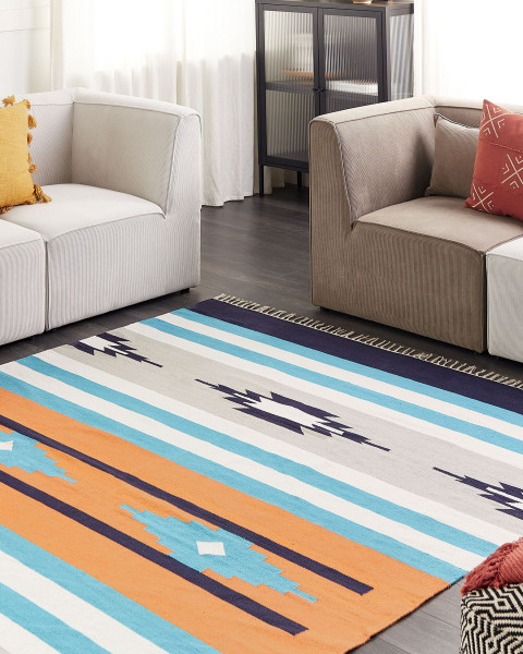 Dywan bawełniany kilim 200 x 300 cm wielokolorowy
