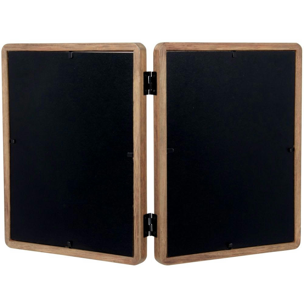 - Cadre double vue en bois d'hévéa 38x24 cm