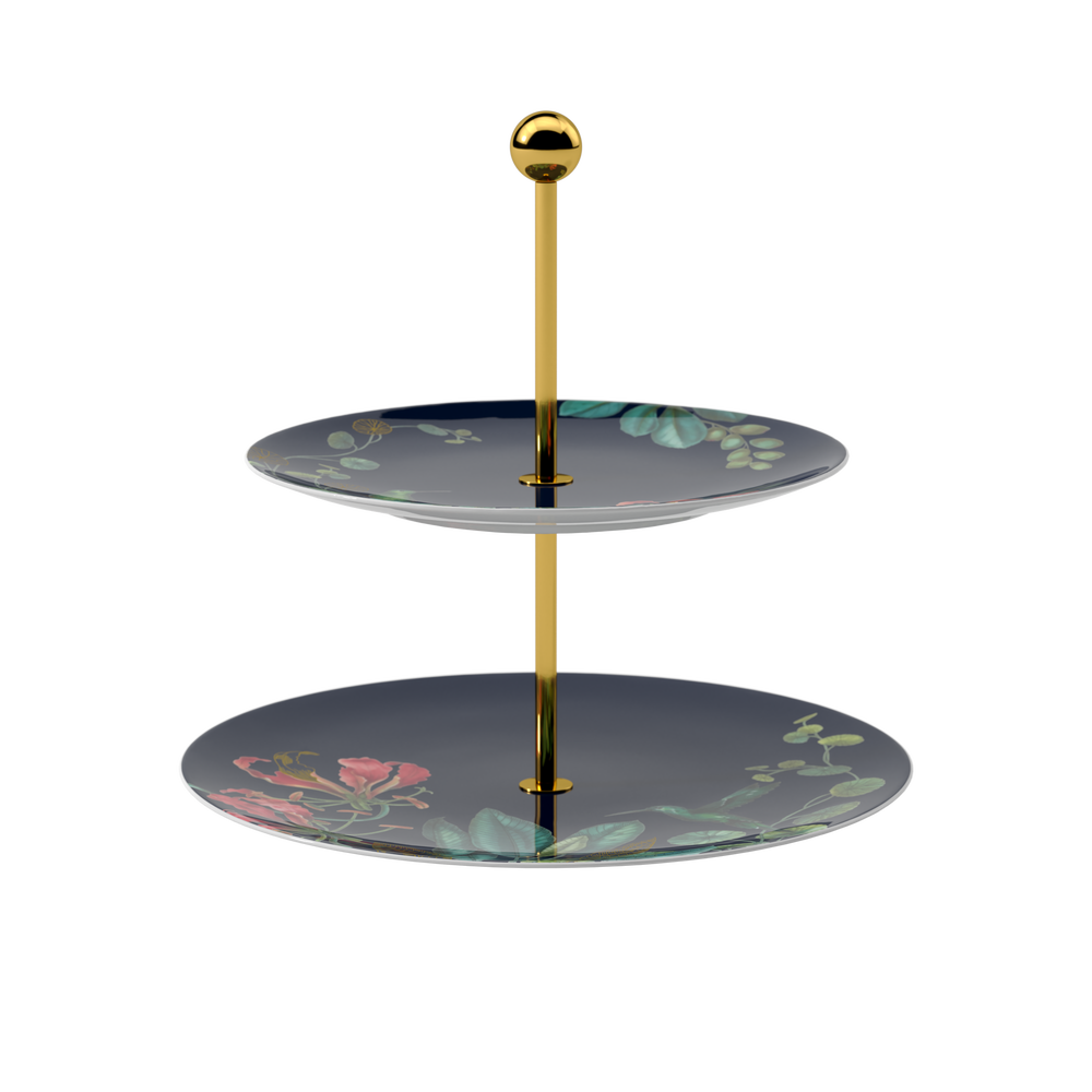 Avarua 3 Tier Stand - Multi-colored, 10.8'', Premium Bone Porcelain