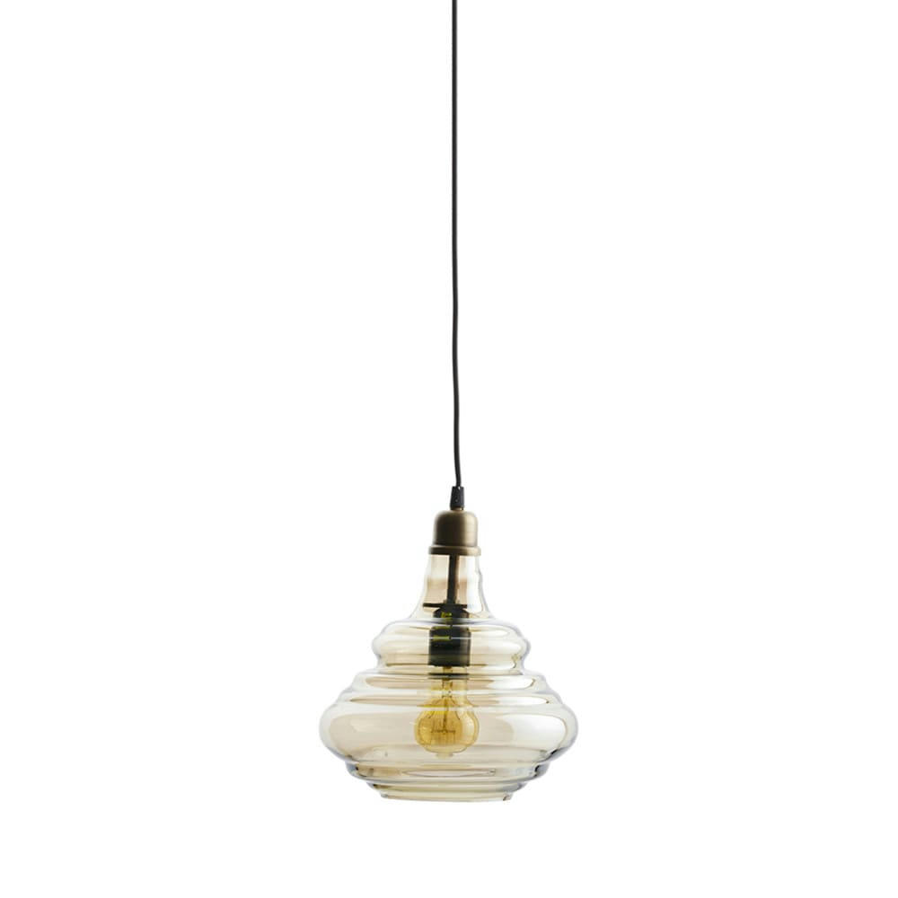 PURE - Suspension en laiton et verre vintage marron