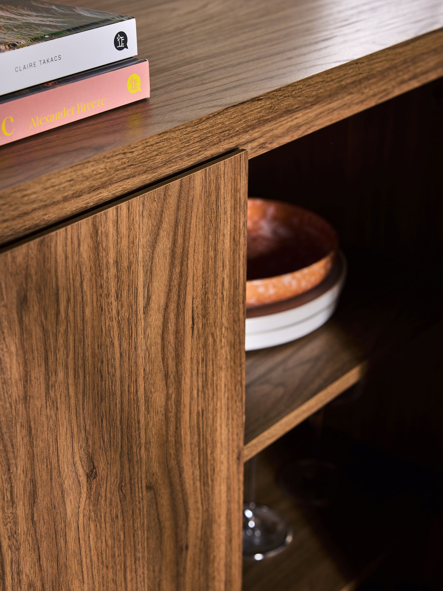 Kaci Tall Sideboard in Dark Walnut Effect