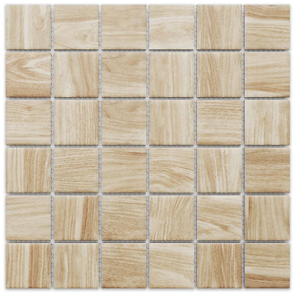 Mosaïque en céramique sur filet pour salle de bain ou cuisine 30.2 cm x 30.2 cm - Grain