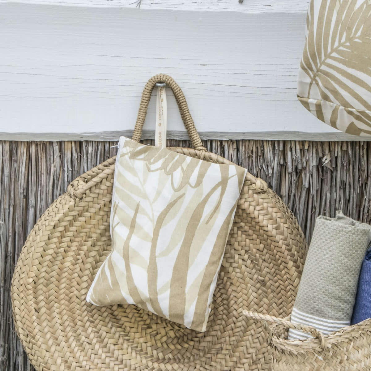 JUNGLE - Pochette de plage coton  22x27 sable