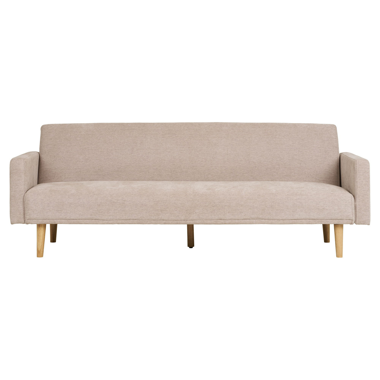 Sofa rozkładana Kells beżowa ciemna drewniane nóżki