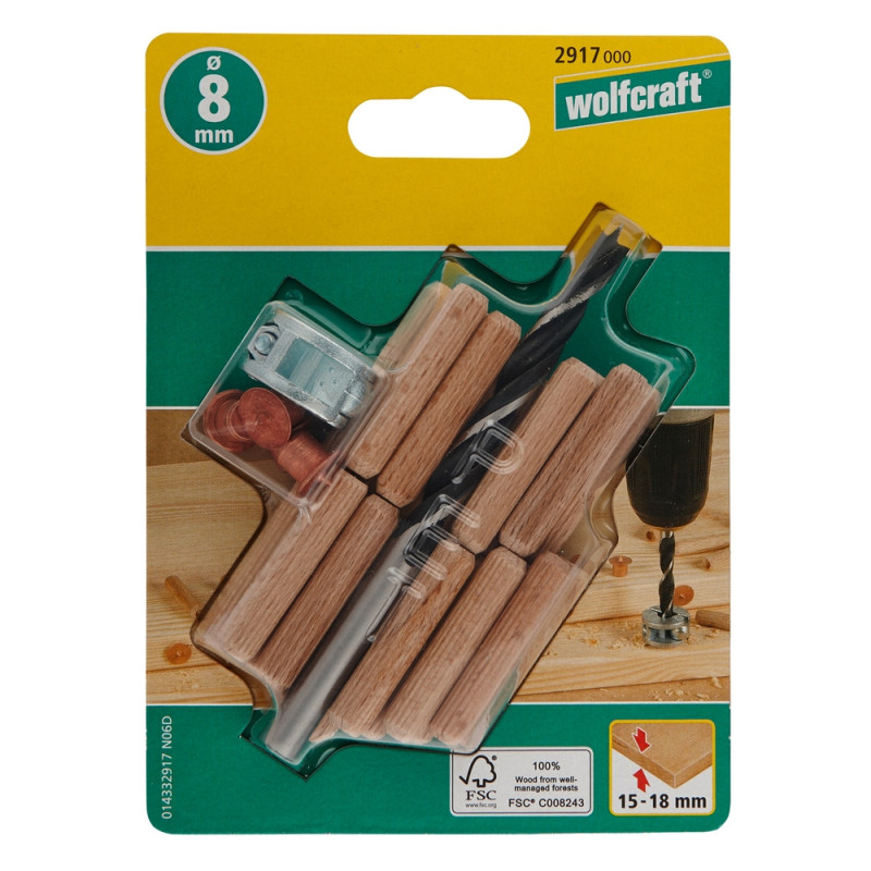 Set d'assemblage chevillé Ø 8 mm 28 pièces WOLFCRAFT