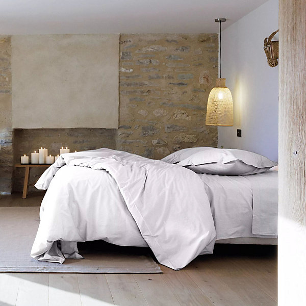 Housse de couette uni 260x240 cm percale de coton MANOIR gris Perle