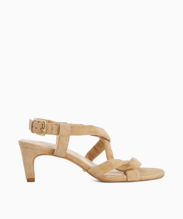 Motivating Taupe - Mid Height Suede Sandals