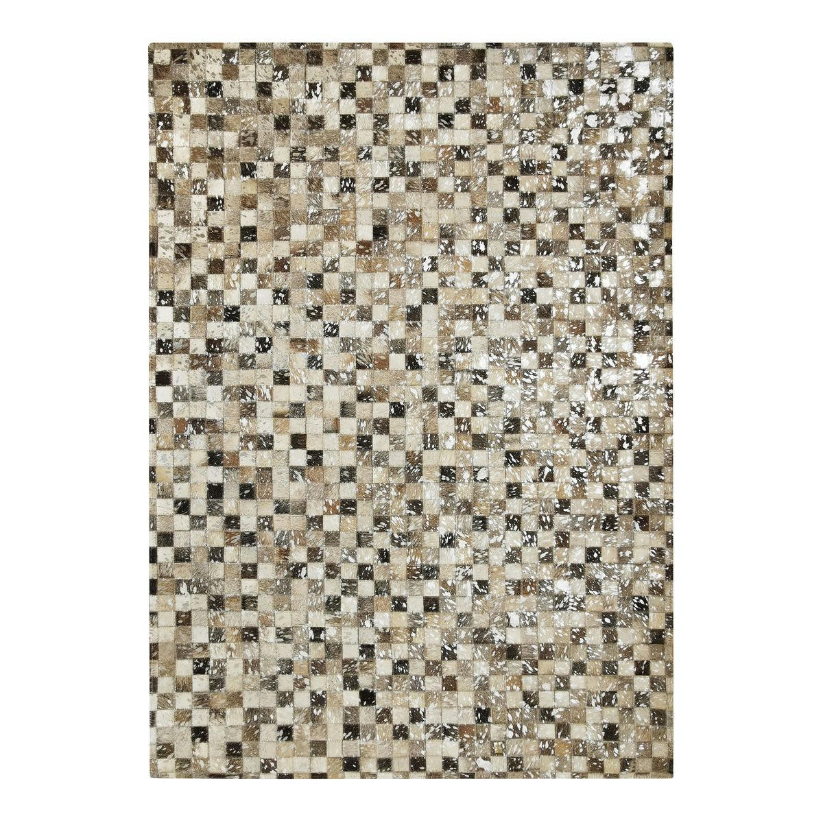 CUIR - Tapis recyclé cuir éclats argentés gris clair 160x230