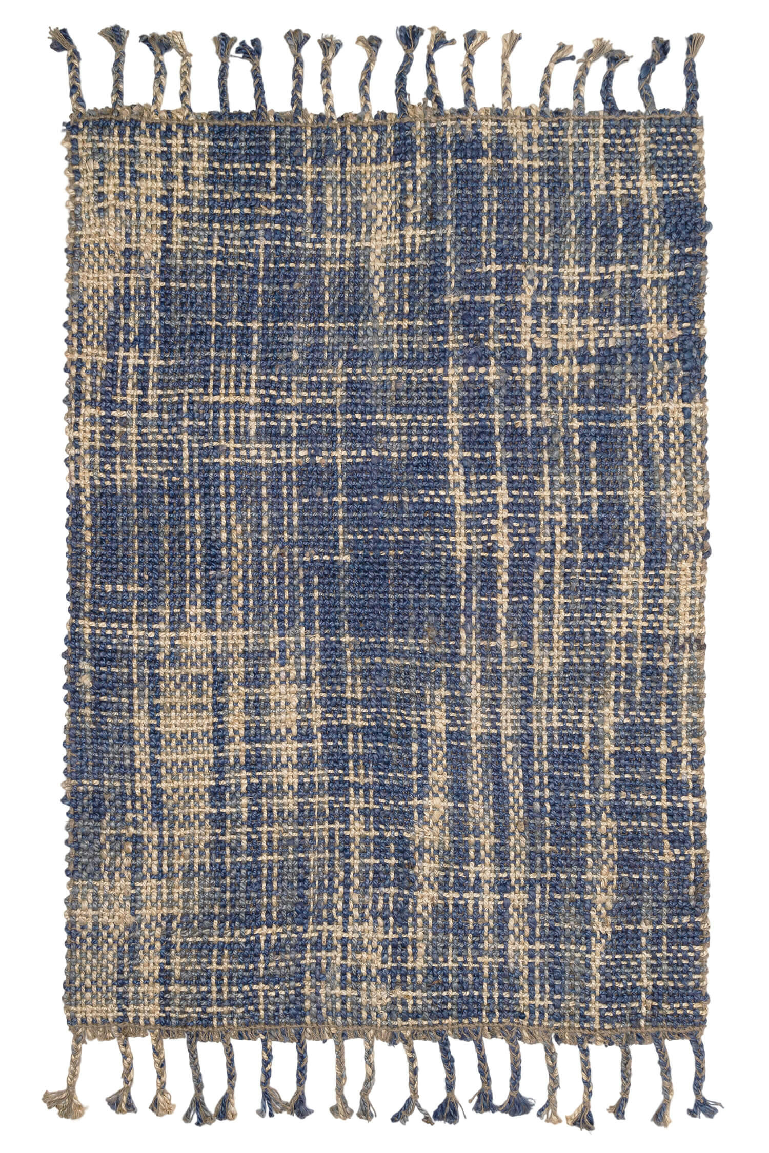 HIGHLANDS - Tapis tissé main en jute bleu 140x200