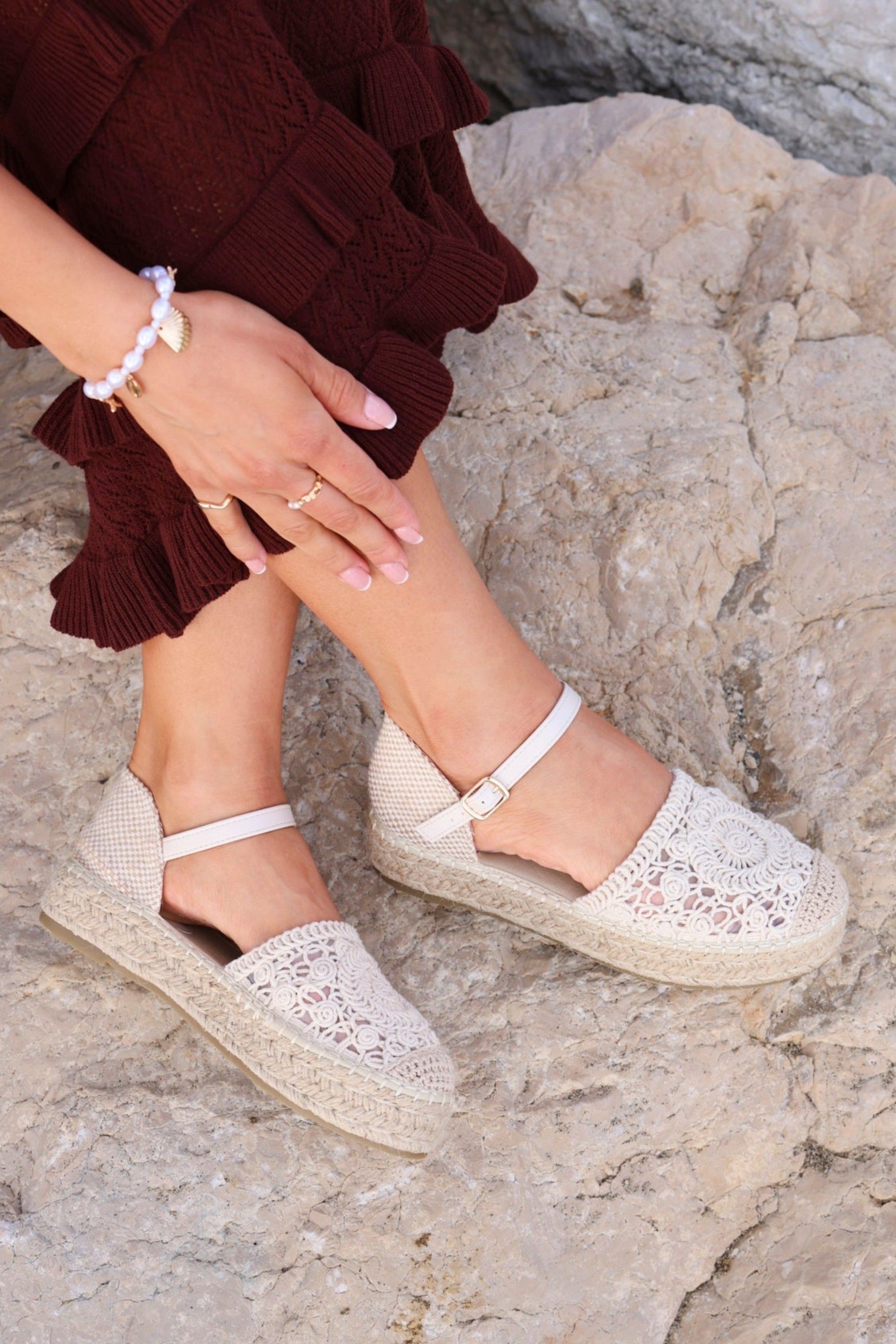 Linzi Adelina Beige Woven Espadrille Sandals