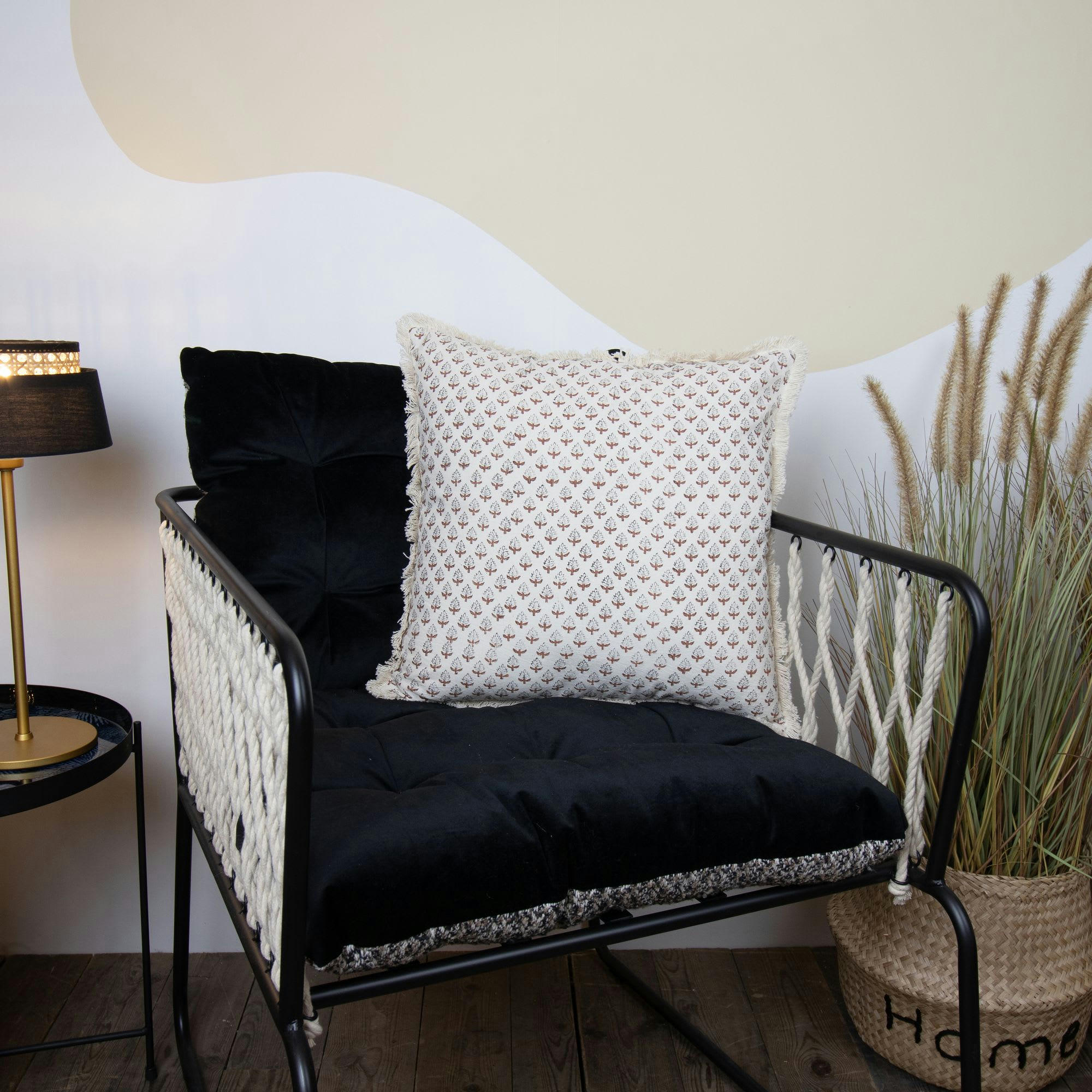 GOBI - Coussin en coton terracotta avec franges 40cm