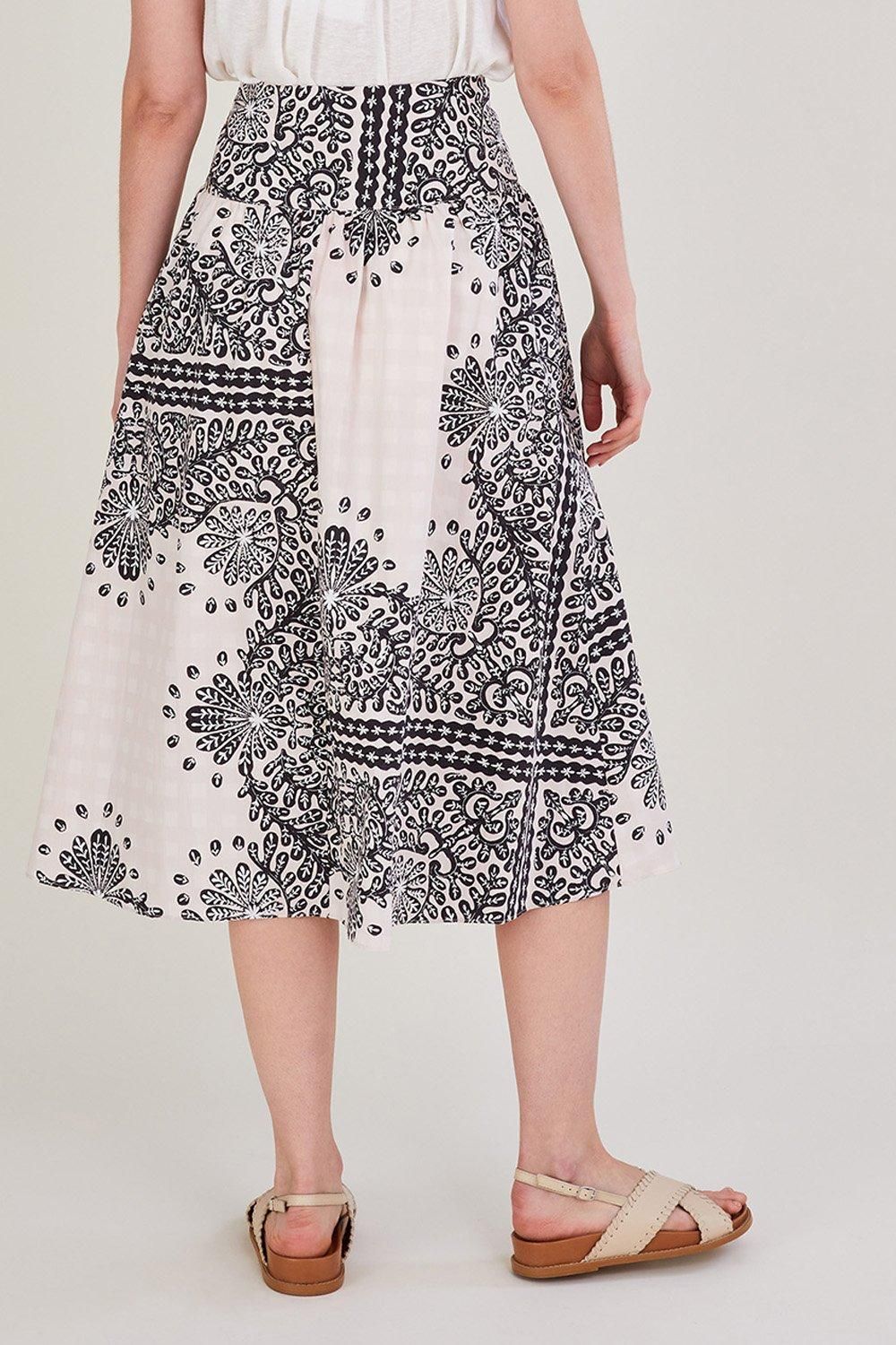Monsoon Scarf Print Poplin Skirt