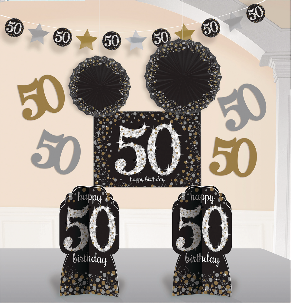 Sparkling Celebration 50th Birthday Room Decorating Kit, 10-pc