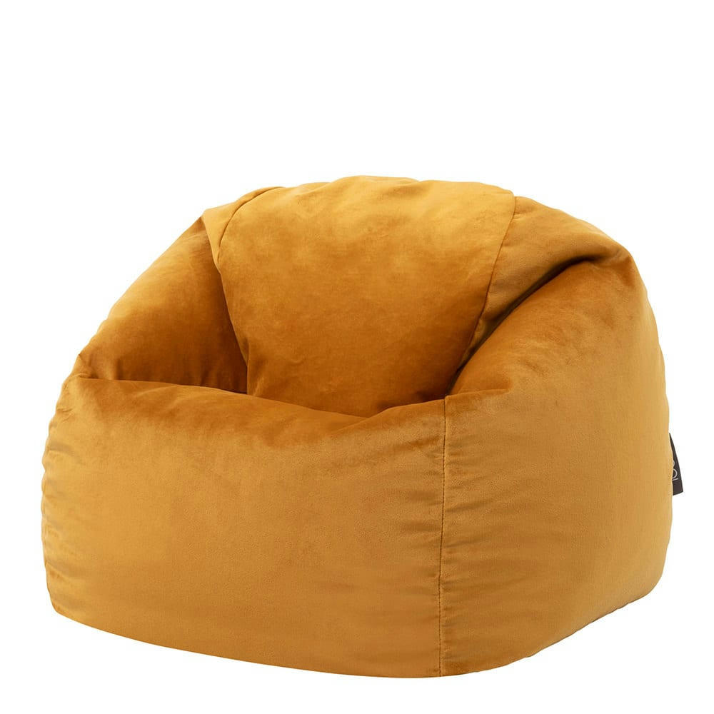 AURORA - Pouf fauteuil enfant velours jaune ocre