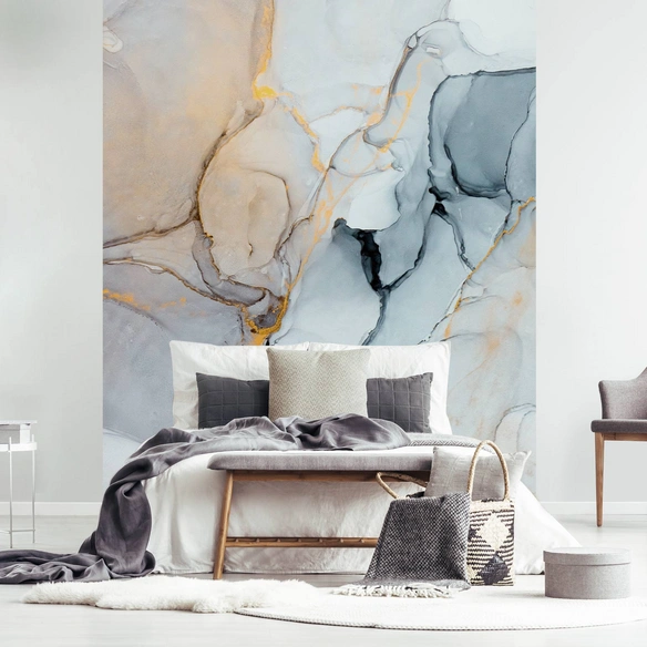 Vliestapete »Jola«, Steinmuster, grau/blau, matt