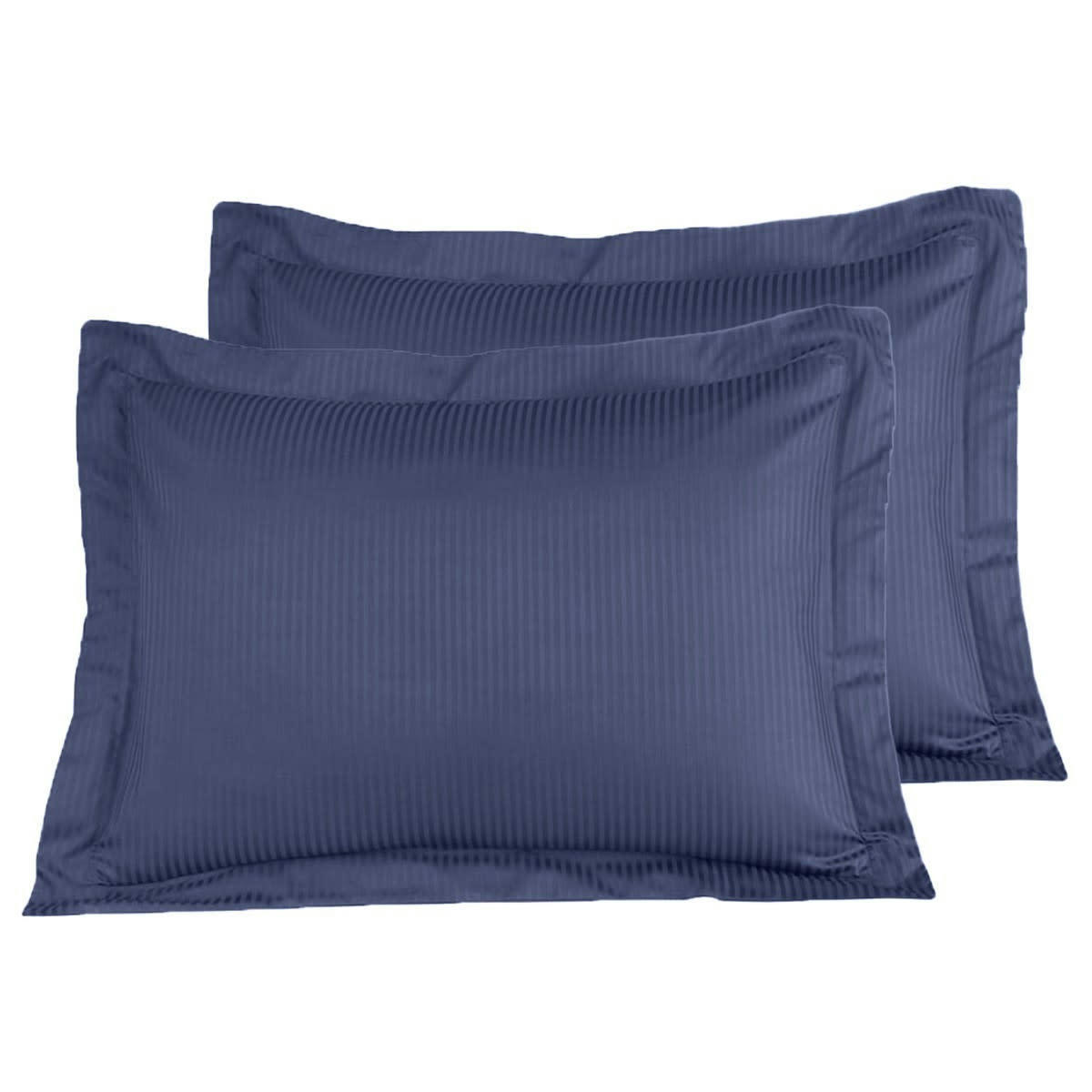 VERSAILLES - 2 taies d'oreiller rayées en satin de coton 1 marine 50x70 cm