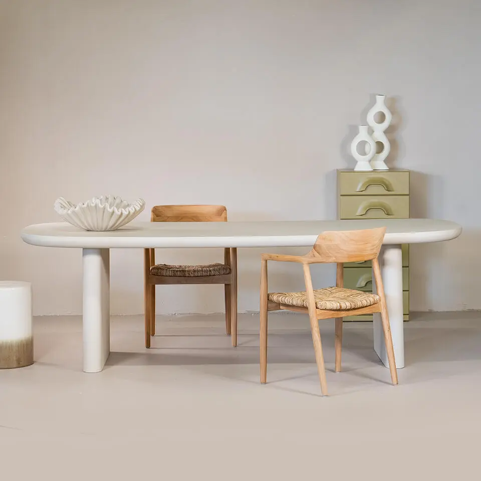 Giga Meubel Tuintafel Maya - Deens Ovaal - Beige Betonlook - 300x100x75cm