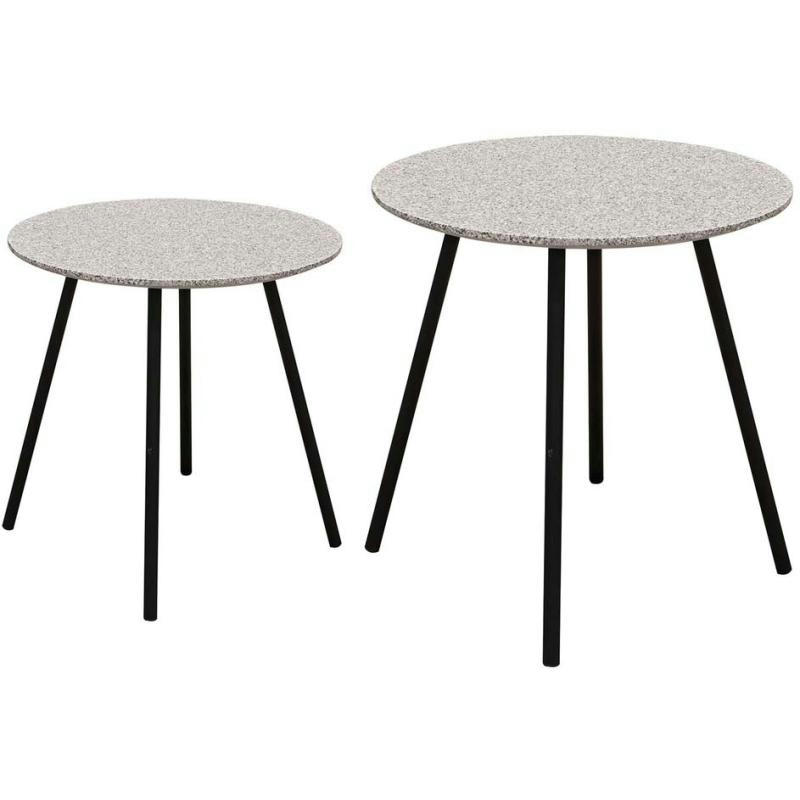 - Tables gigognes plateau effet granit (Lot de 2) gris