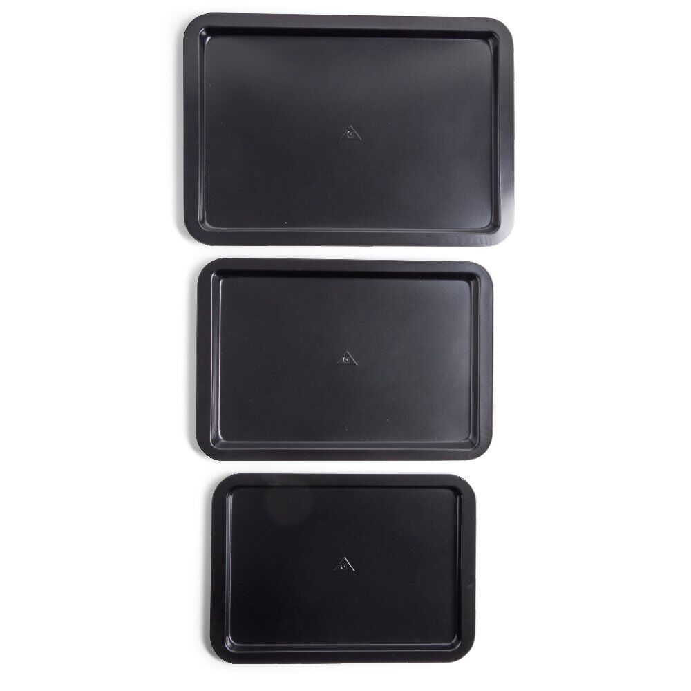 Lot de 3 plaques à four métal noir 38/43/48x29cm
