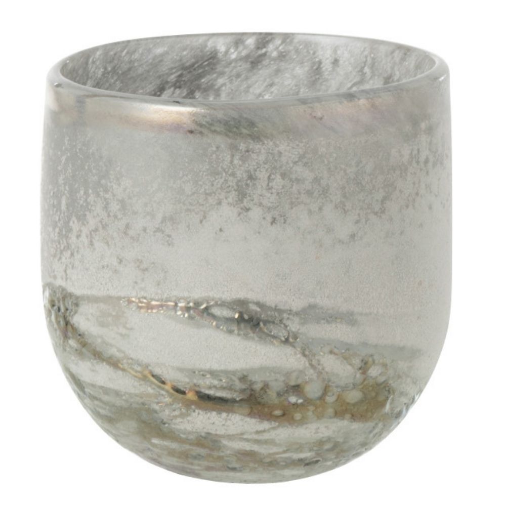 J-Line windlicht Scavo - glas - grijs - small