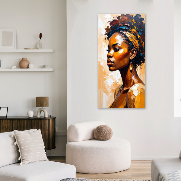 Feeby Obraz do salonu sypialni, Portret afrykańskiej kobiety glamour 40x80