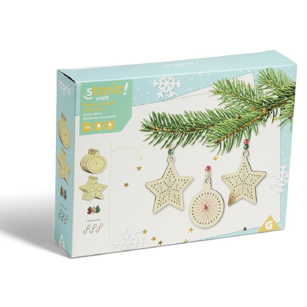 Suspension de No&euml;l en bois à broder x10