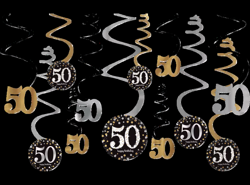 Sparkling Celebration 50th Birthday Swirl Decorations, 12-pk